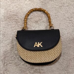 Anne Klein Black and Cream Mini Bag with Bamboo Handle
